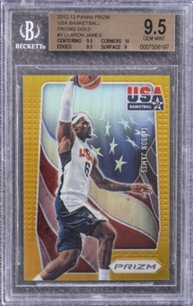 2012-13 Panini Prizm USA Basketball "Prizms Gold" #3 LeBron James (#06/10) – BGS GEM MINT 9.5 - LeBron James USA Jersey Number!
